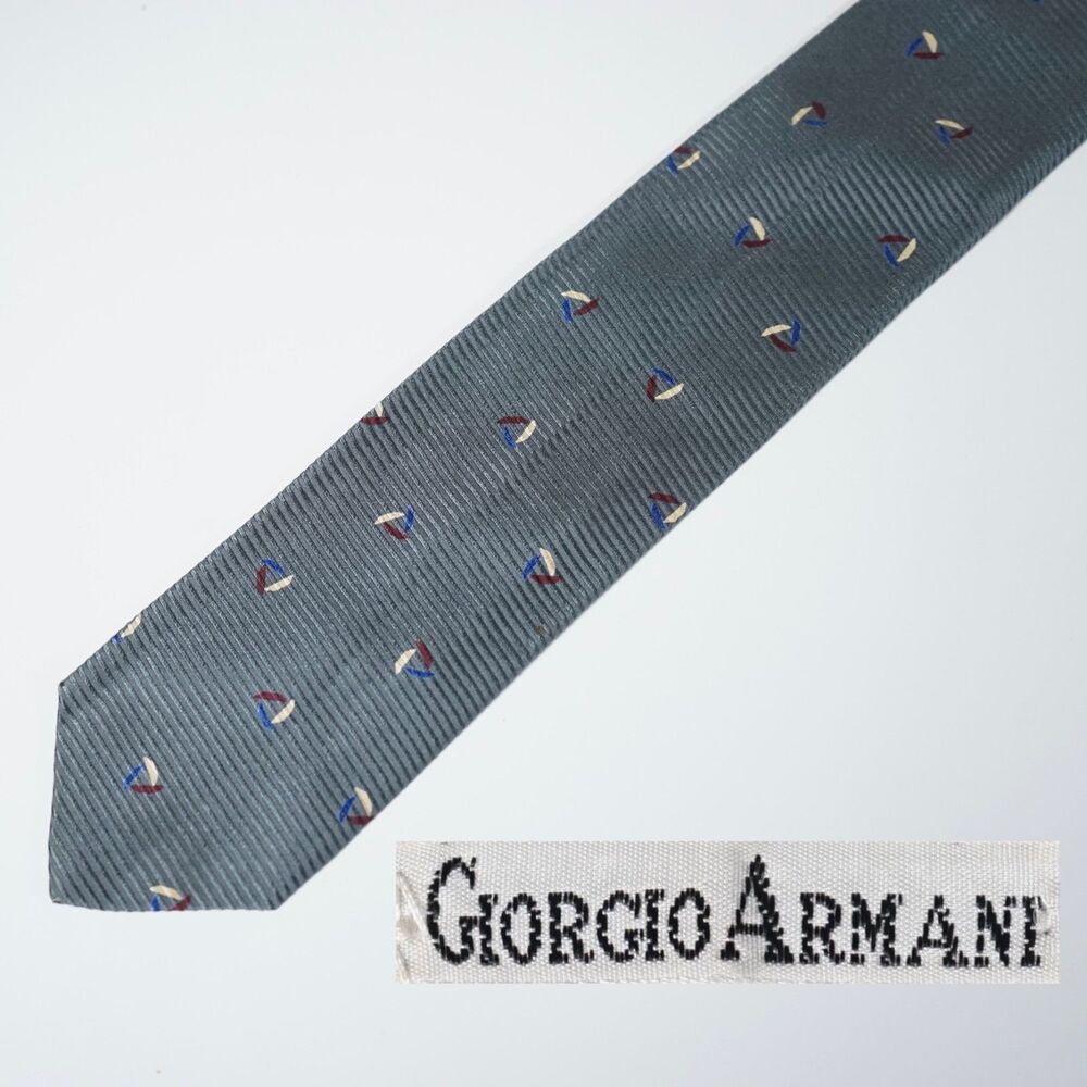 Giorgio Armani Vintage Skinny Tie Pattern Sailboat